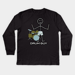 Funny Mens Drum Guy Kids Long Sleeve T-Shirt